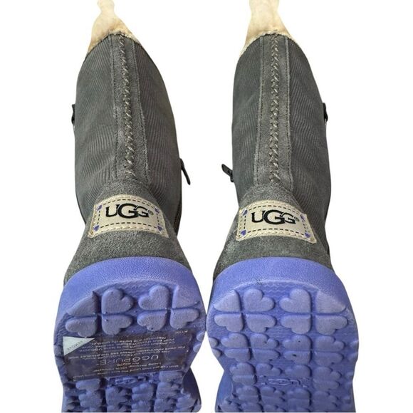 Ugg Heart Amber Kitten Gray Purple Corduroy Girls Youth Kids Winter Tall Boots 1 - Picture 7 of 7